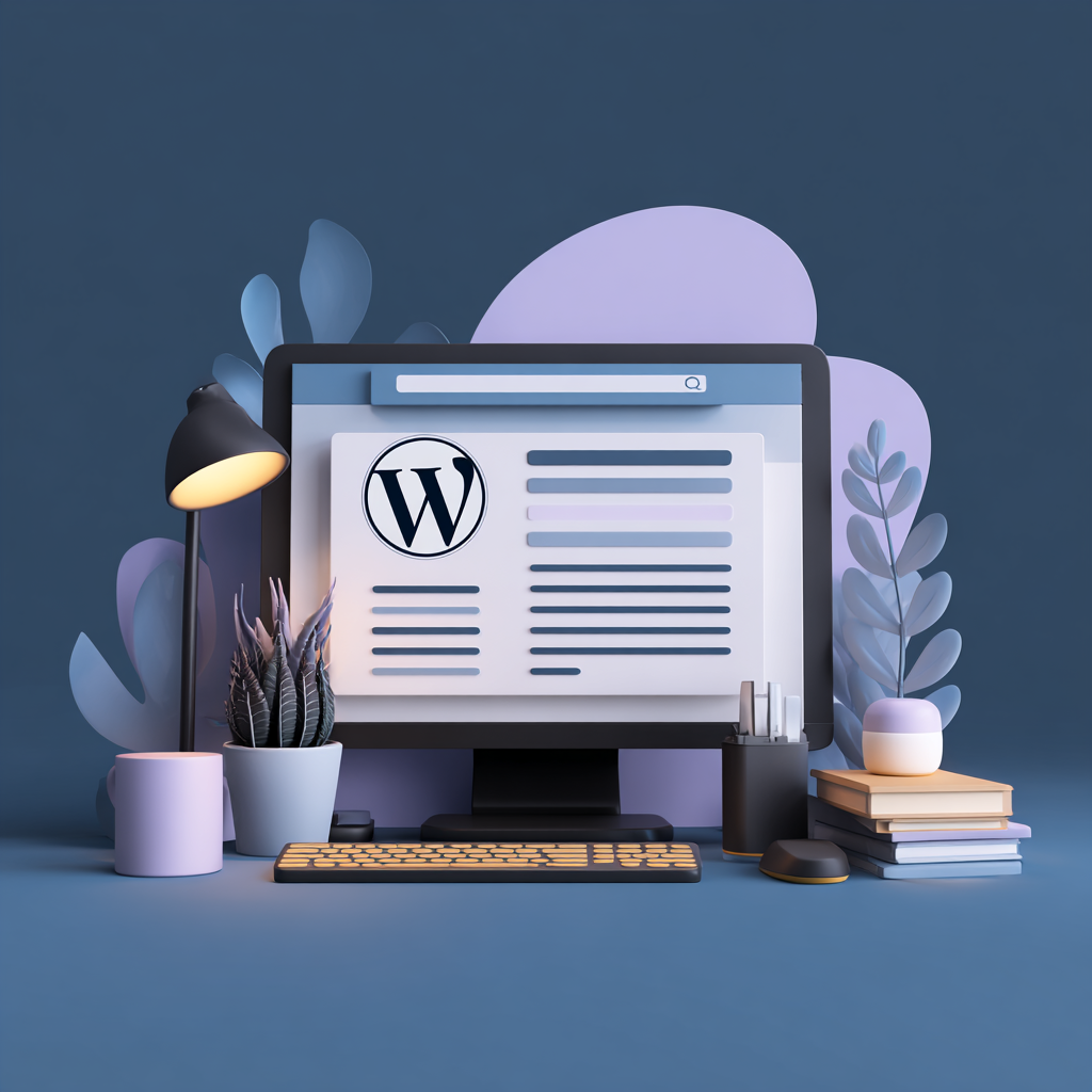 Computer displaying WordPress interface design.